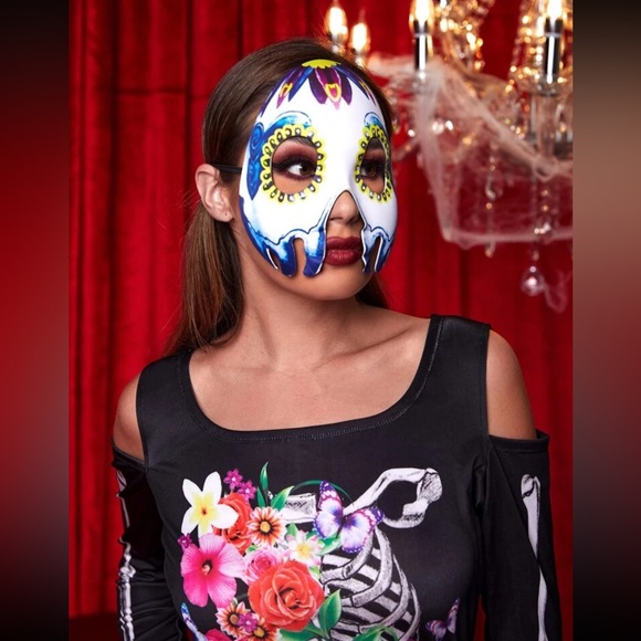 💀 Awesome Day of the Dead Sugar Skull Mask  Multicolor Masquerade Mask 💀